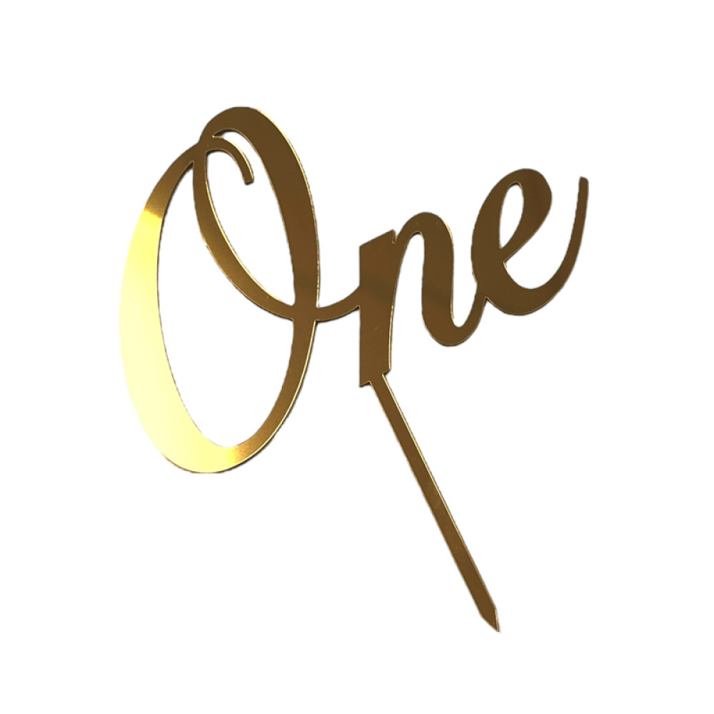 ТОПЕР З ПОЛІСТИРОЛУ «ONE» ЗОЛОТИЙ НА ШПАЖЦІ
