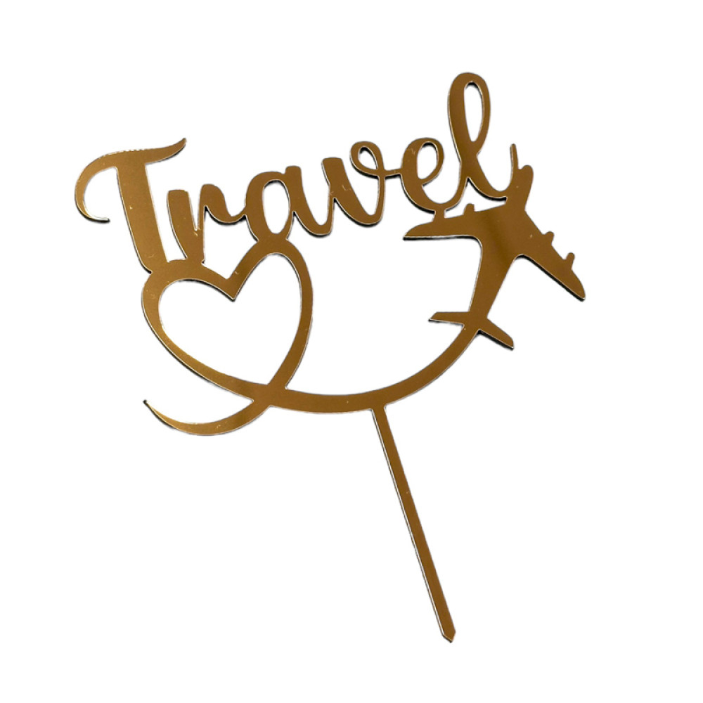 ТОПЕР З ПОЛІСТИРОЛУ «TRAVEL» ЗОЛОТИЙ НА ШПАЖЦІ