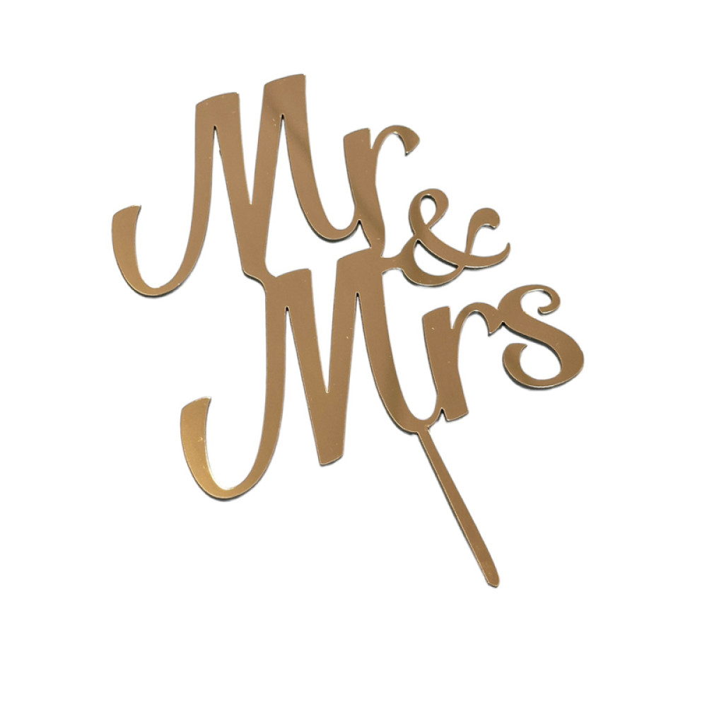 ТОПЕР З ПОЛІСТИРОЛУ «MR-MRS» №1 ЗОЛОТИЙ НА ШПАЖЦІ