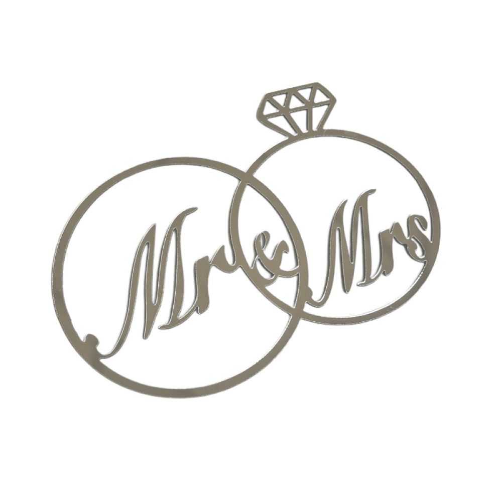 ТОПЕР З ПОЛІСТИРОЛУ «MR-MRS» СРІБНИЙ