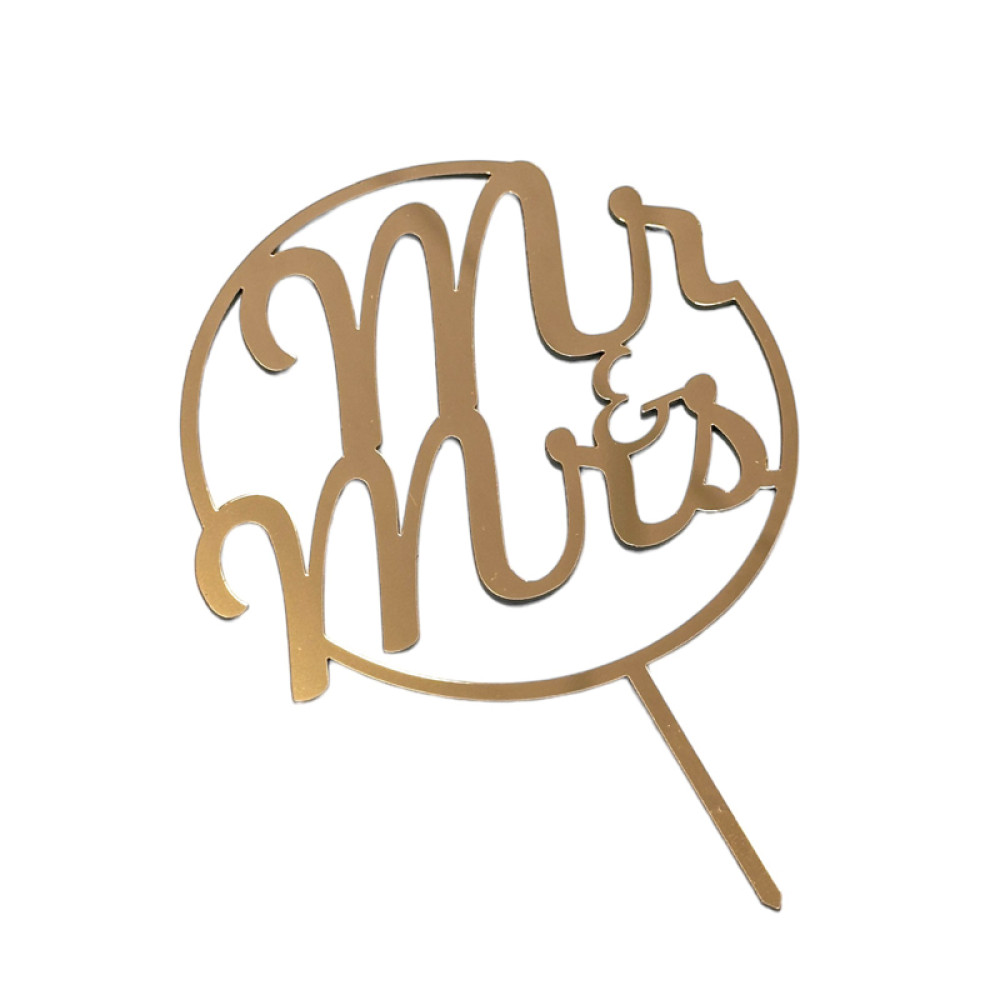 ТОПЕР З ПОЛІСТИРОЛУ «MR-MRS» №2 ЗОЛОТИЙ НА ШПАЖЦІ