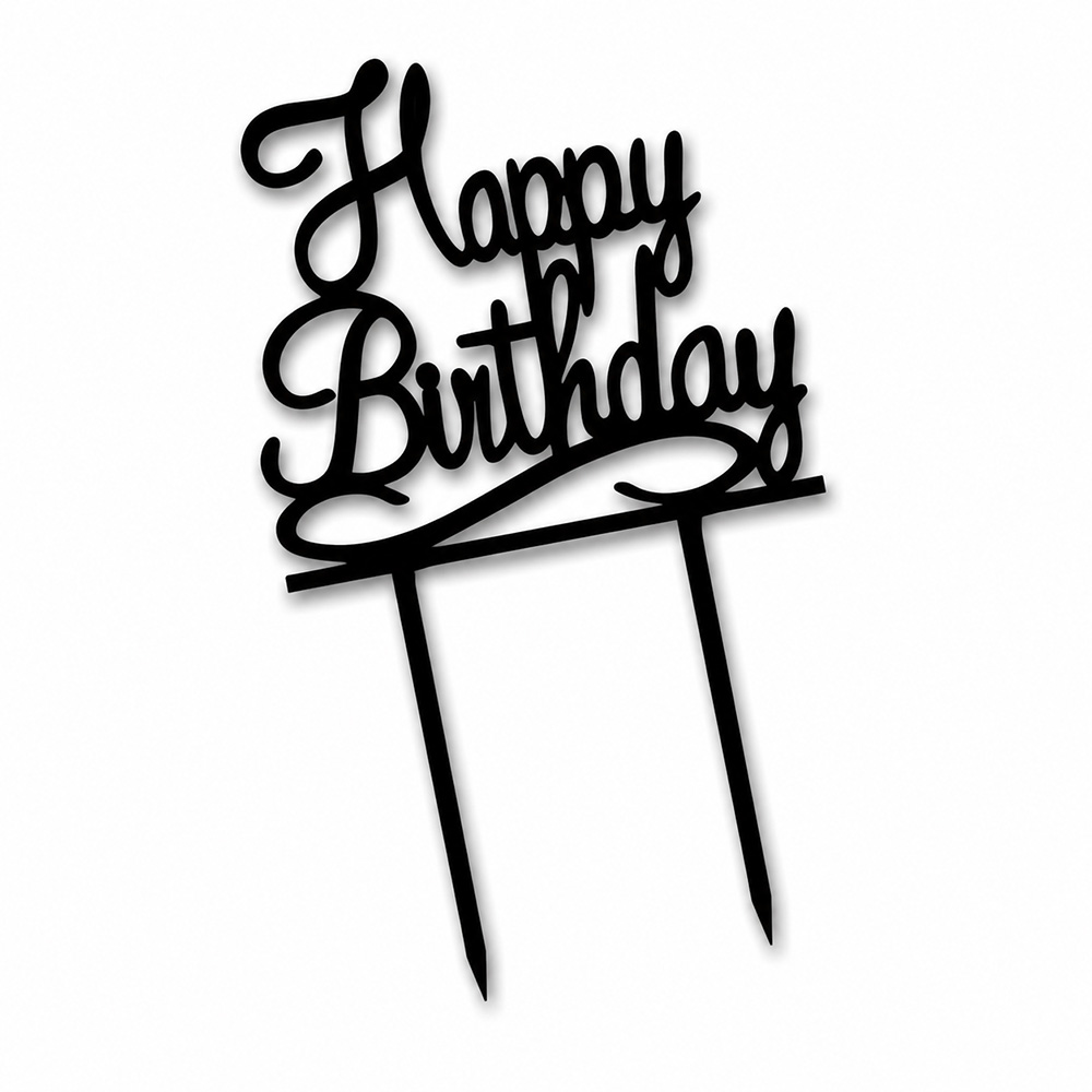 ТОПЕР З ХДФ №01 «HAPPY BIRTHDAY» ЧОРНИЙ